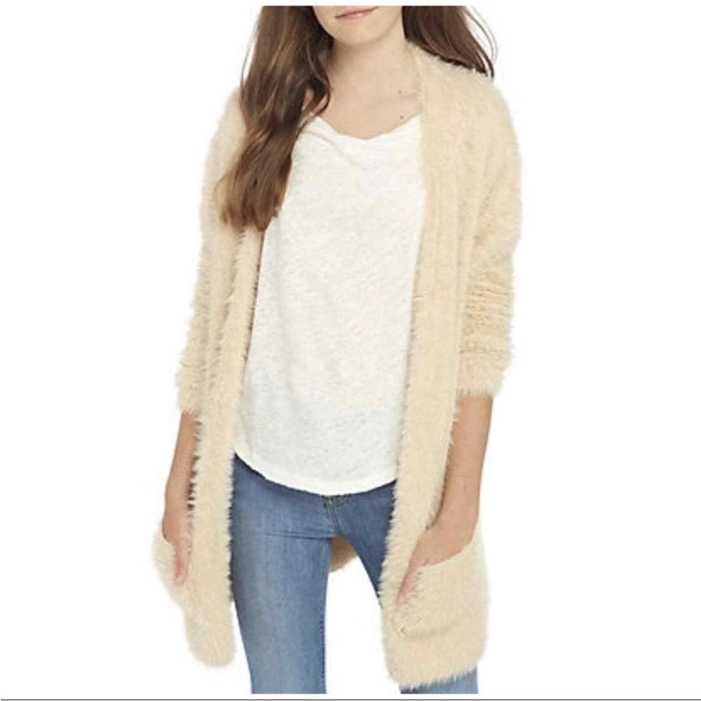 Free People Cream Soft Faux Fur Cardigan Oversized Small - Picture 5 of 15